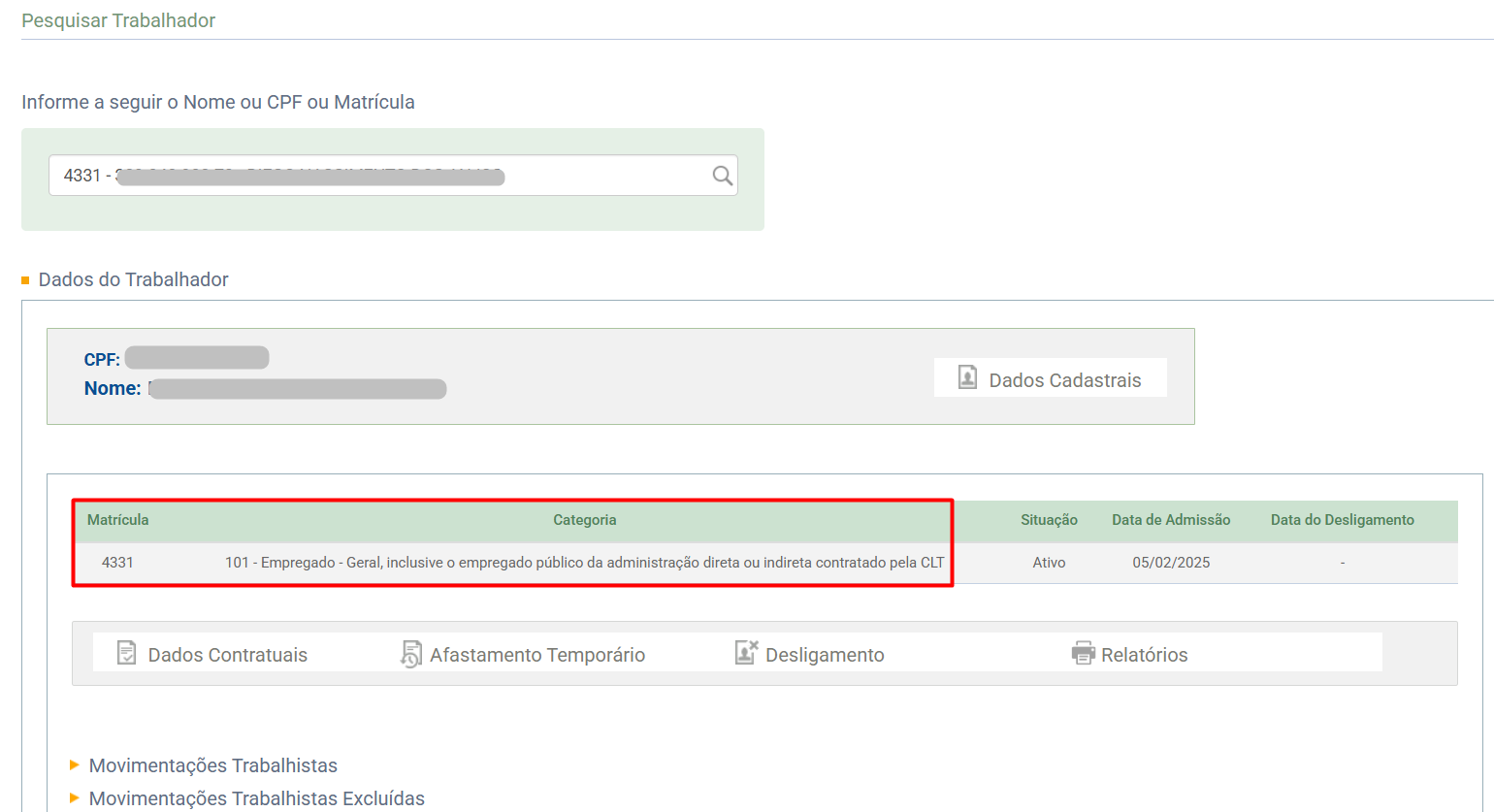 Movimentações Trabalhistas no portal do eSocial
