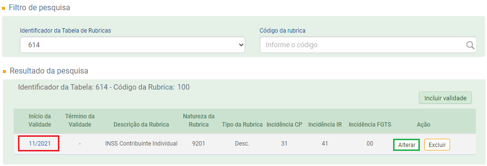 Verificação do campo Início da Validade no eSocial