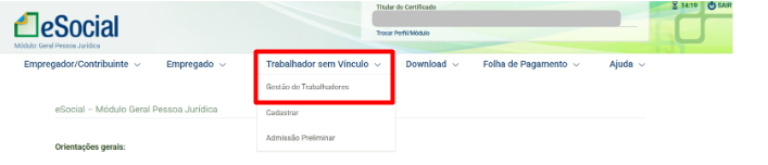 Consulta de trabalhador sem vínculo no portal do eSocial