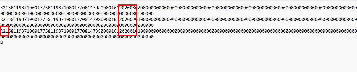 Arquivo TXT gerado com formato AAAAMM