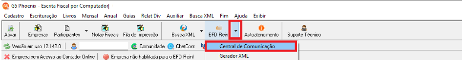 Atalho EFD-Reinf e Central de Comunicação