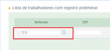 Consulta do numero de recibo no portal eSocial.