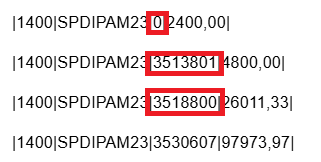 Exemplo de Registro 1400 no arquivo SPED com codigo 0