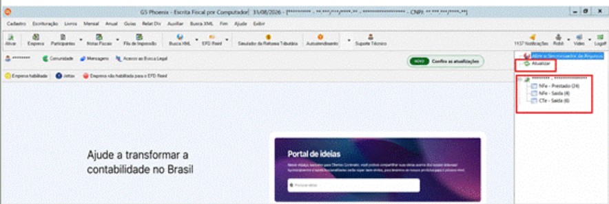 Lista de documentos disponíveis para integração em Notificações.