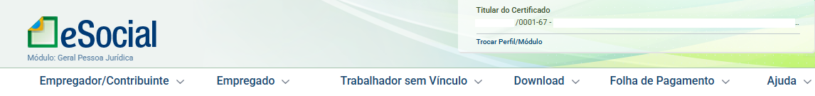 Opção Trocar Perfil no Portal do eSocial.