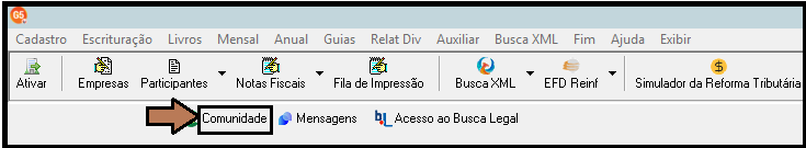 Ícone da Comunidade na página inicial dos sistemas Contmatic