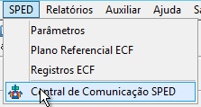 Menu Central de Comunicação SPED no Contábil Phoenix