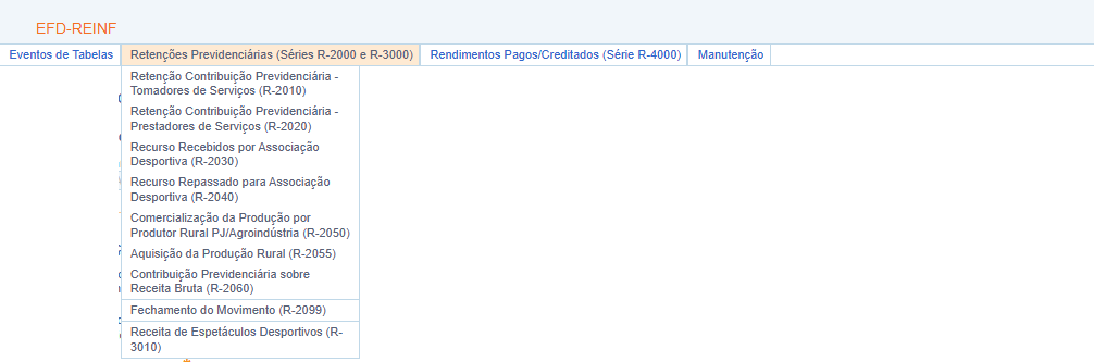 Consulta de eventos das séries R-2000 e R-3000 no e-CAC.