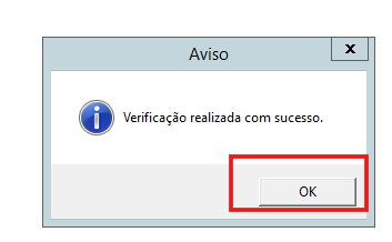 Confirmação de verificação de inconsistências concluída