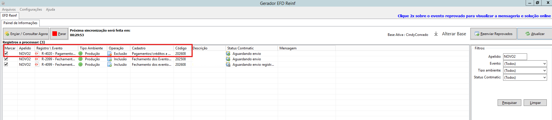 Envio do evento R-9000 pelo Gerador XML