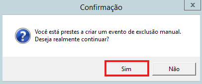 Confirmação da exclusão do evento