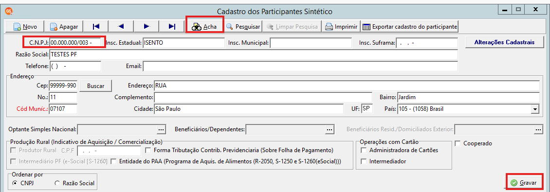Consulta e edição de participante no G5