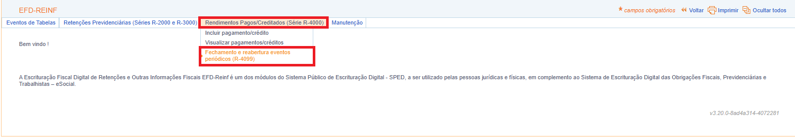 Consulta de fechamento da serie R-4000 no e-CAC