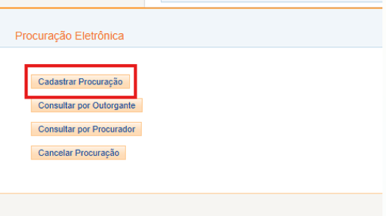 Opção Cadastrar Procuração no portal e-CAC