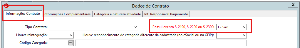 Tela do cadastro do Processo Trabalhista destacando o campo de contrato já cadastrado