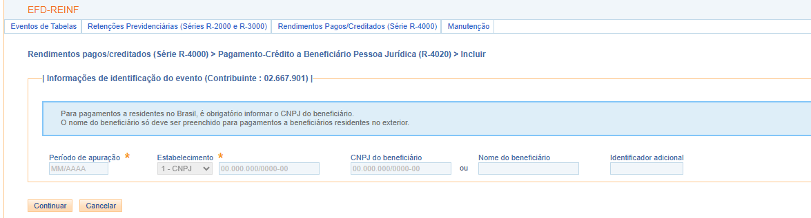 Consulta do evento R-4020 no e-CAC