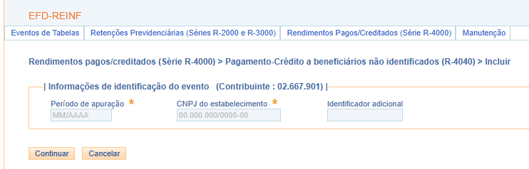 Consulta do evento R-4040 no e-CAC