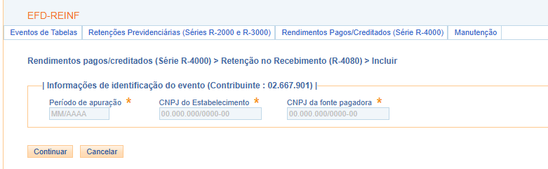Consulta do evento R-4080 no e-CAC