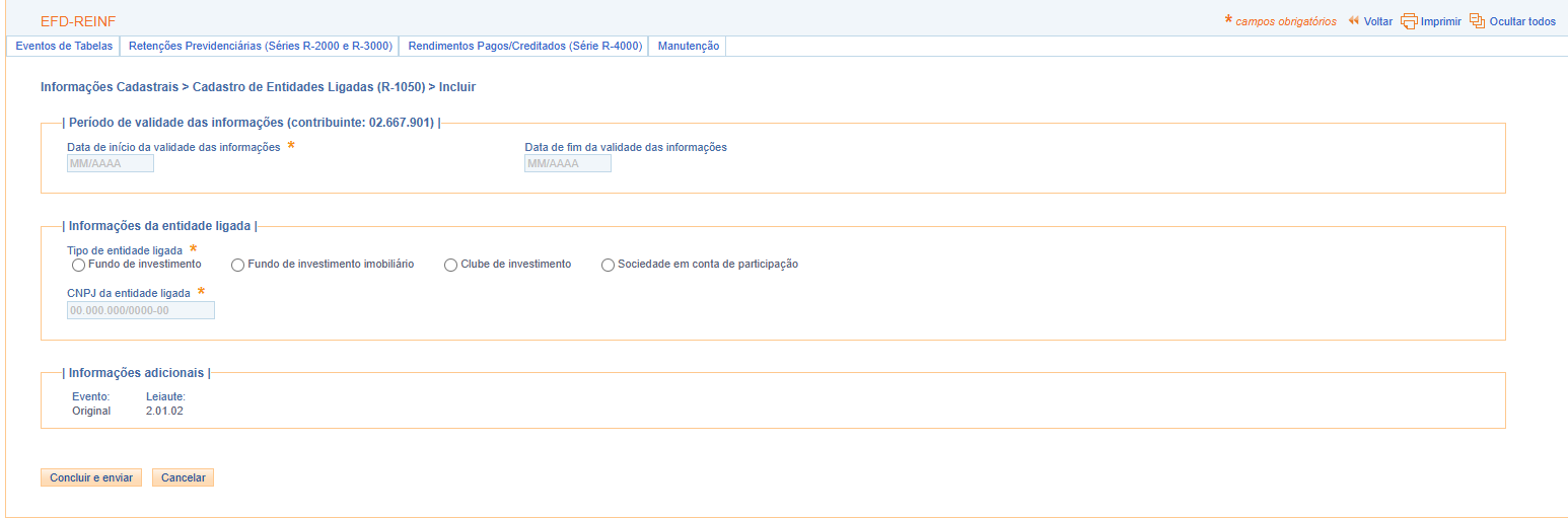 Consulta do evento R-1050 no e-CAC