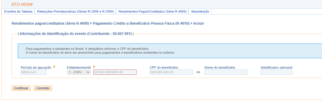 Consulta do evento R-4010 no e-CAC