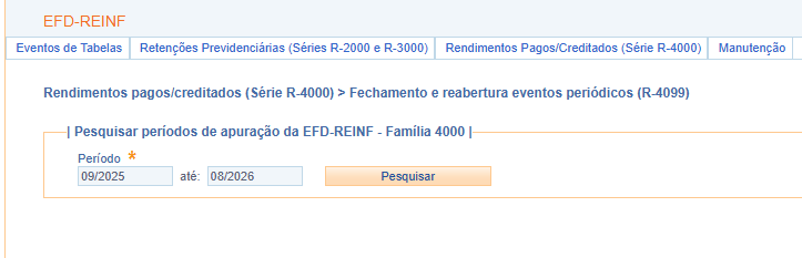 Consulta do evento R-4099 no e-CAC