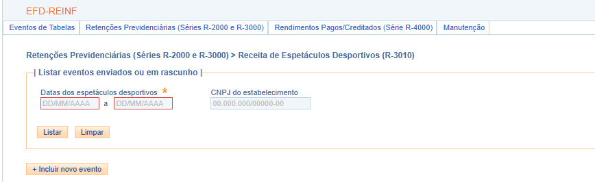 Consulta do evento R-3010 no e-CAC