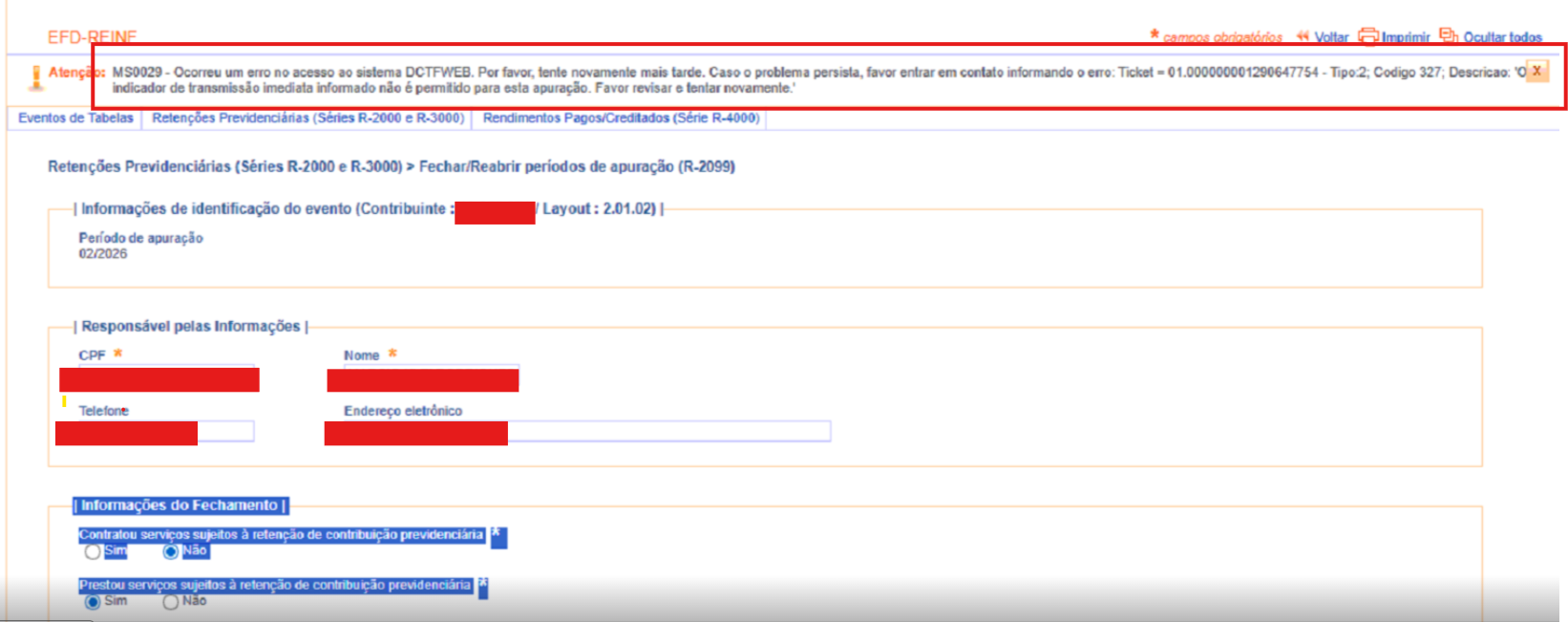 Transmissão de fechamento no Portal e-CAC