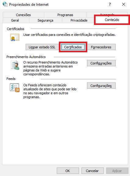 Aba Conteúdo e botão Certificados