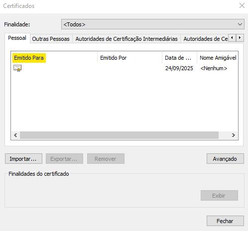 Aba Pessoal e botão Exibir