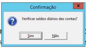 Mensagem de aviso Verificar saldos diários das contas