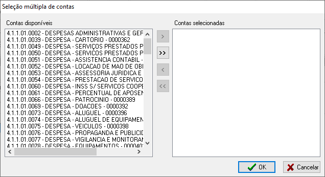 Consulta ao Plano de Contas via tecla F5