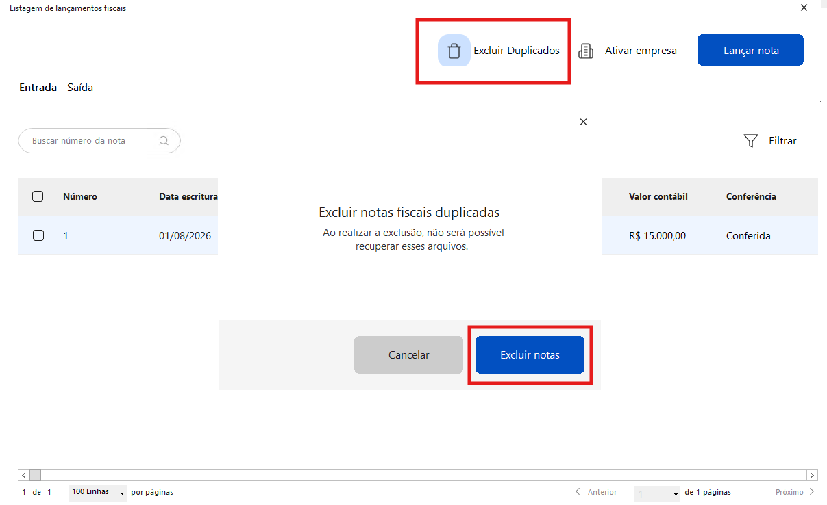 Botão Excluir duplicados