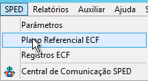 Acesso ao menu SPED Plano Referencial ECF