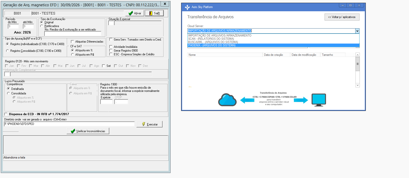Filtro de busca no Cloud Server da pasta EFDSPED