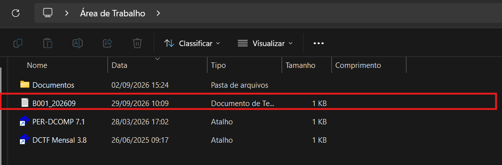Arquivo colado na máquina local