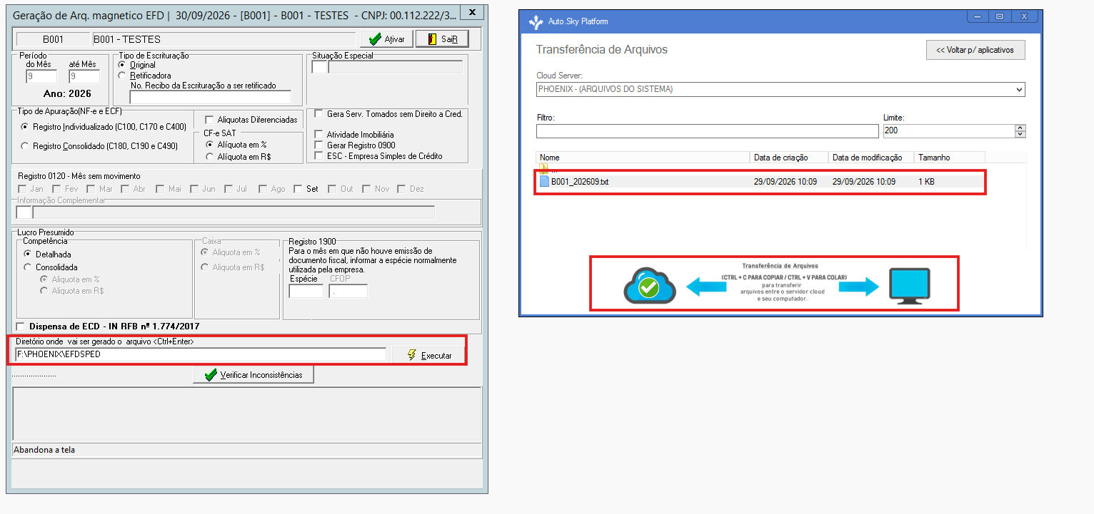 Cópia do arquivo da nuvem para o computador local