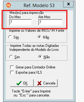 Campos de mês para impressão