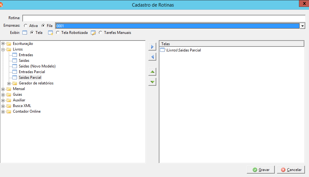 Cadastro de Rotinas