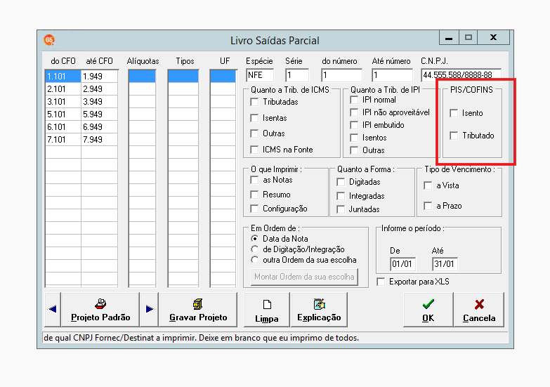 Filtro PIS/COFINS