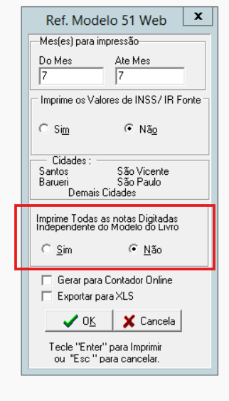 Campo Imprime Todas as Notas Digitadas