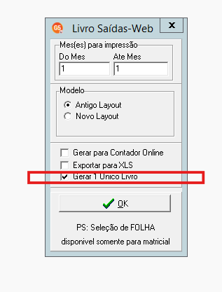 Gerar 1 único livro
