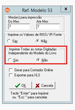 Campo Imprime Todas as Notas Digitadas