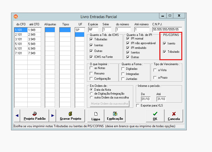Filtro de PIS e COFINS