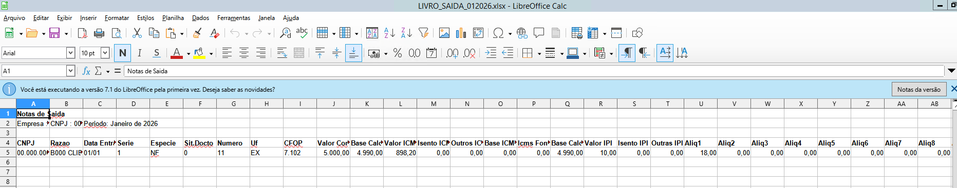 Planilha XLS