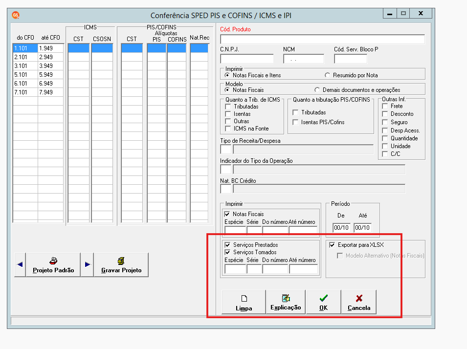 Caminho do menu para o Relatório de Conferência SPED no G5