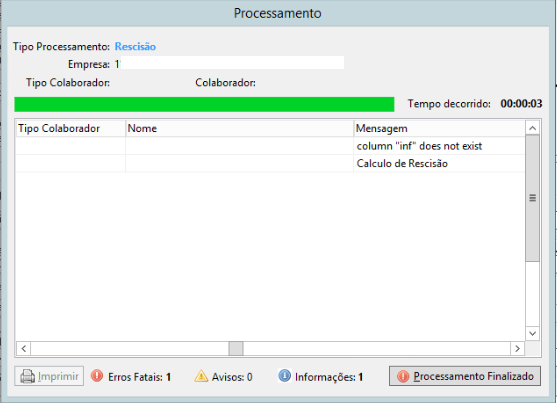 Mensagem de ocorrência column inf does not exist no cálculo da rescisão