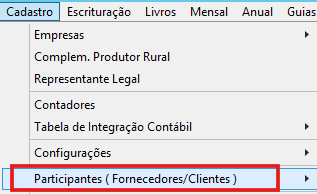 Menu de acesso ao cadastro de participantes no G5