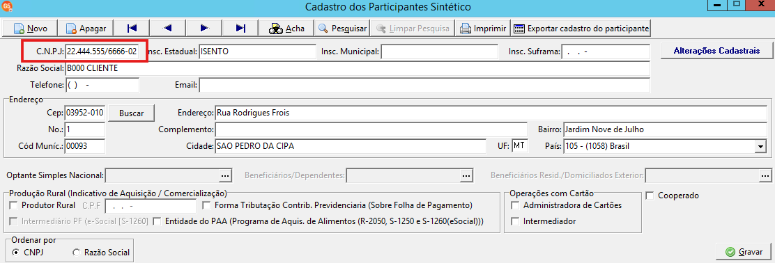 Cadastro de participantes no G5