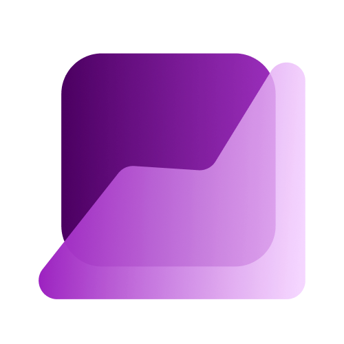 Ícone quadrado com gráfico sobreposto em tons de roxo e representando o produto Gestão do Escritório.